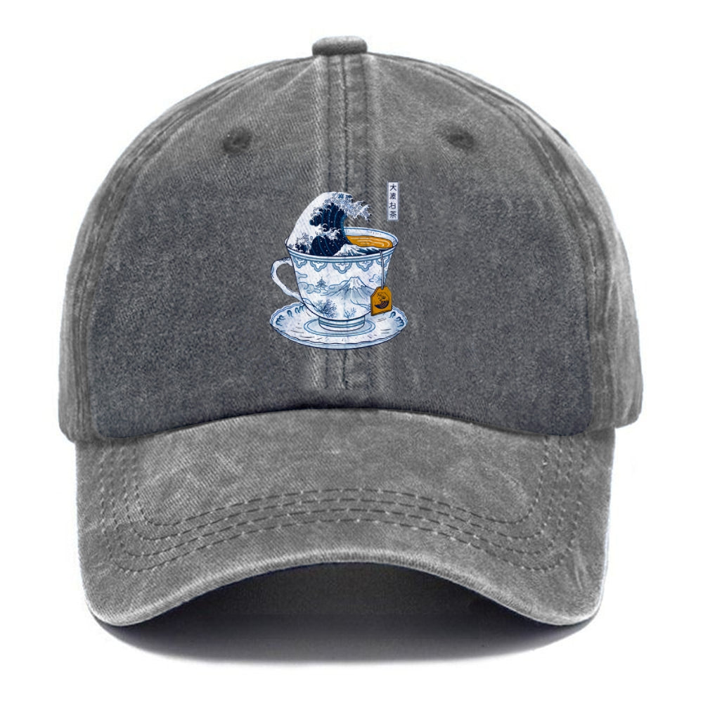 The Great Kanagawa Tea Wave Washed Cap