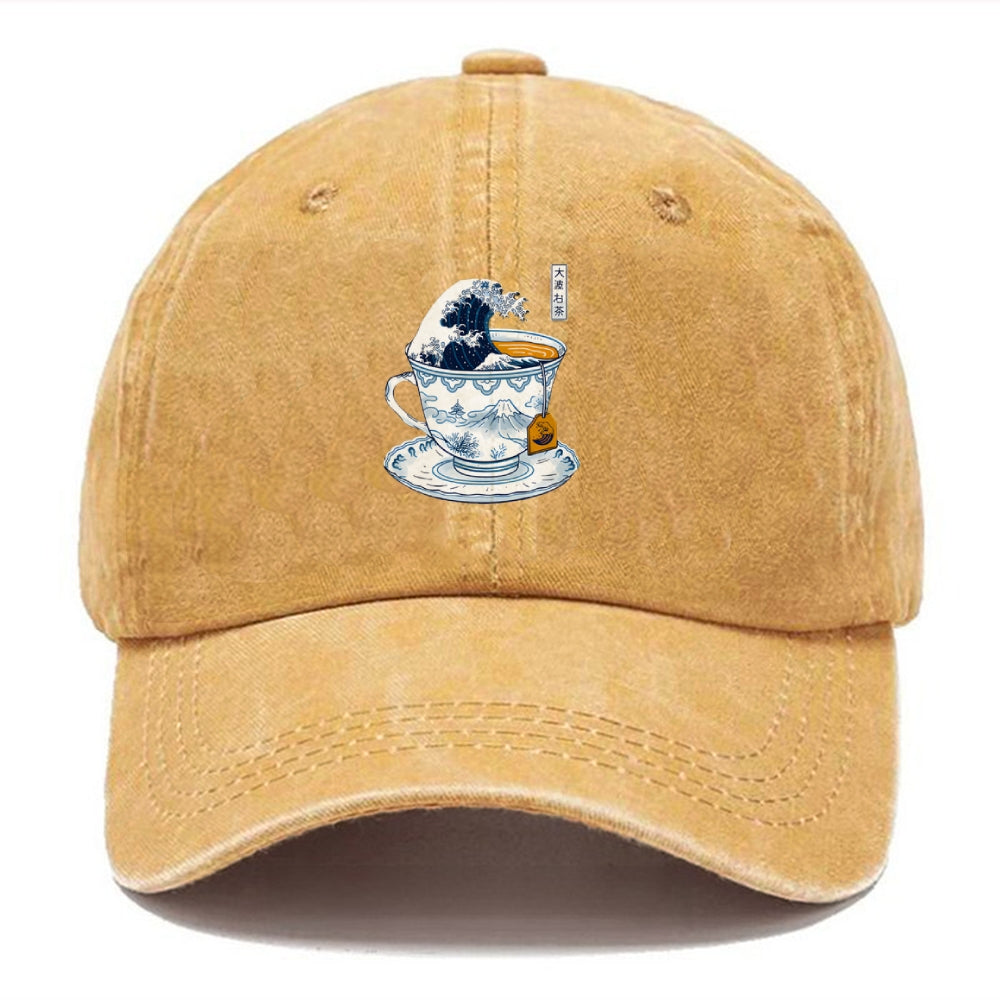 The Great Kanagawa Tea Wave Washed Cap