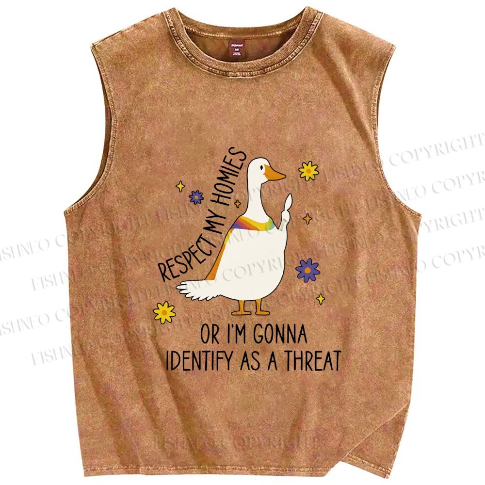 Unisex Goose Pride Art Printed Washed Tank Top