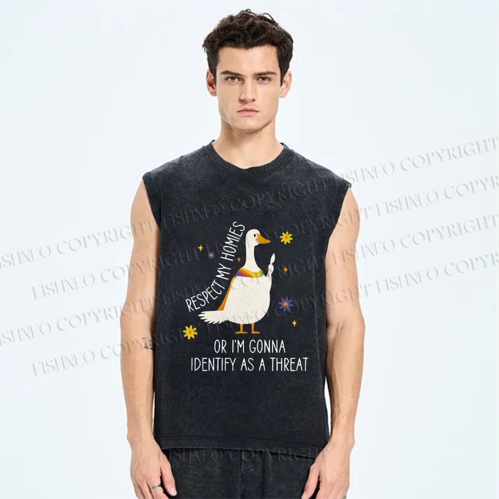 Unisex Goose Pride Art Printed Washed Tank Top