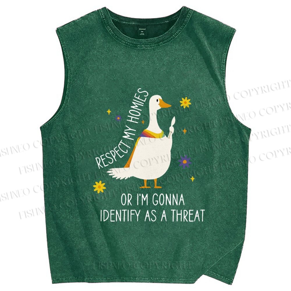 Unisex Goose Pride Art Printed Washed Tank Top