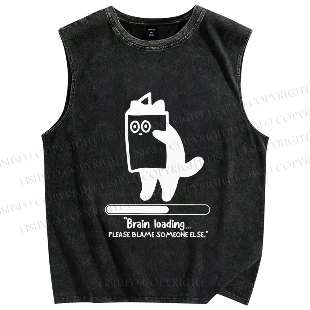 Unisex Brain Loading Printed Washed Tank Top