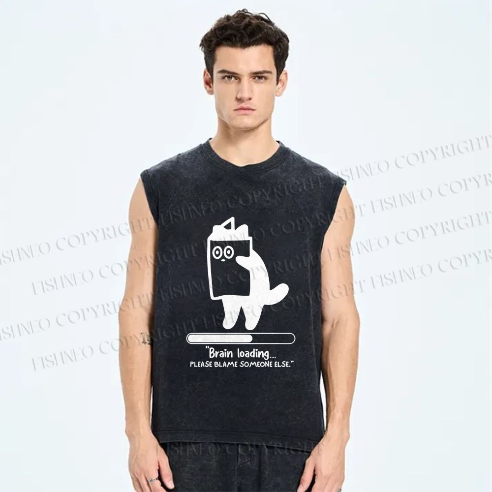 Unisex Brain Loading Printed Washed Tank Top