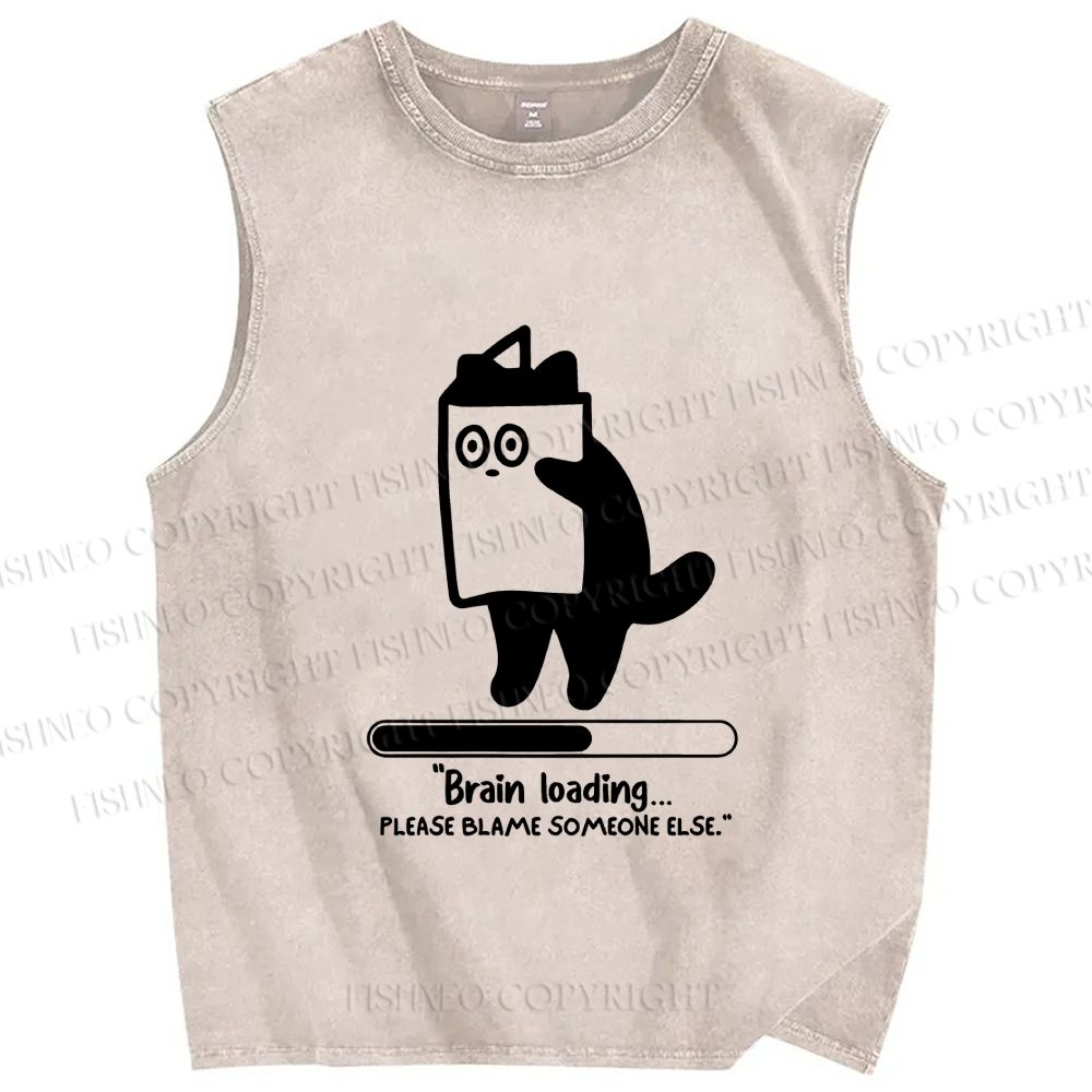 Unisex Brain Loading Printed Washed Tank Top