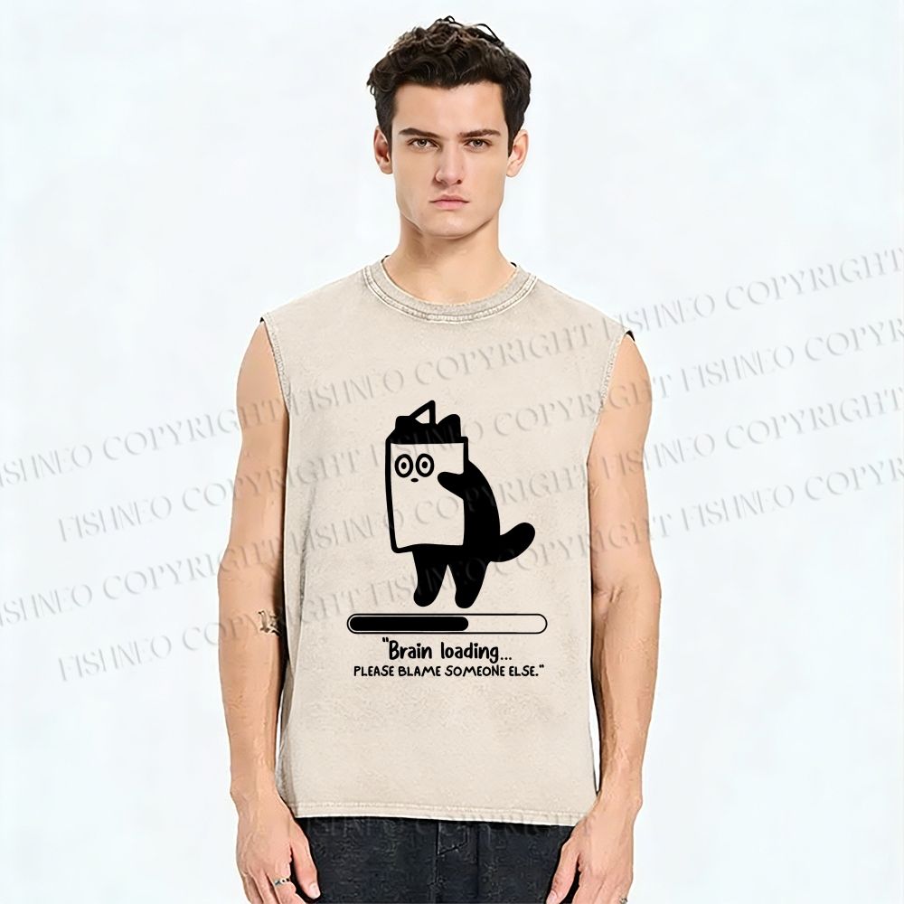 Unisex Brain Loading Printed Washed Tank Top