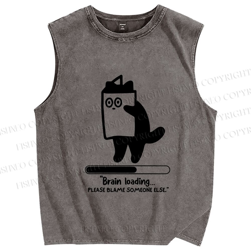 Unisex Brain Loading Printed Washed Tank Top