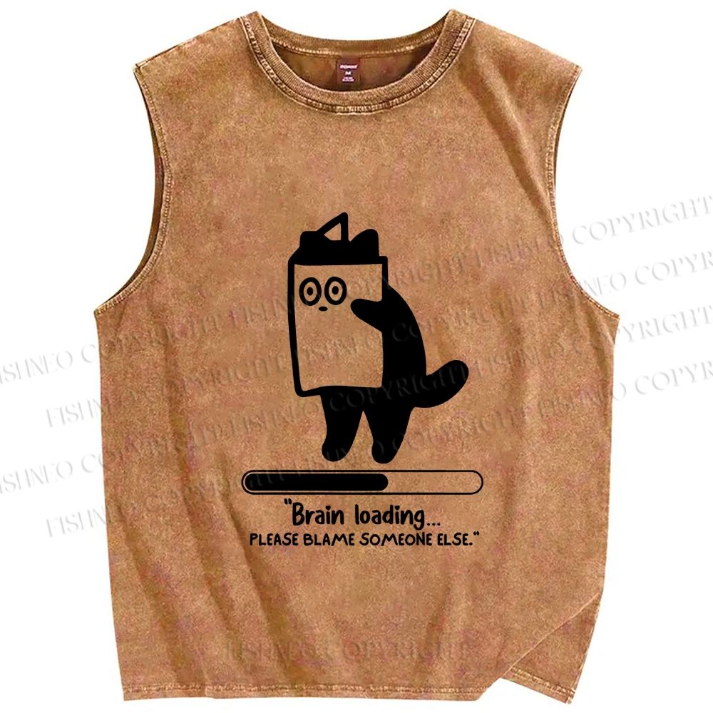 Unisex Brain Loading Printed Washed Tank Top