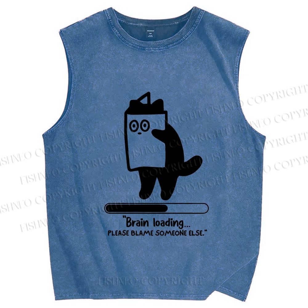 Unisex Brain Loading Printed Washed Tank Top