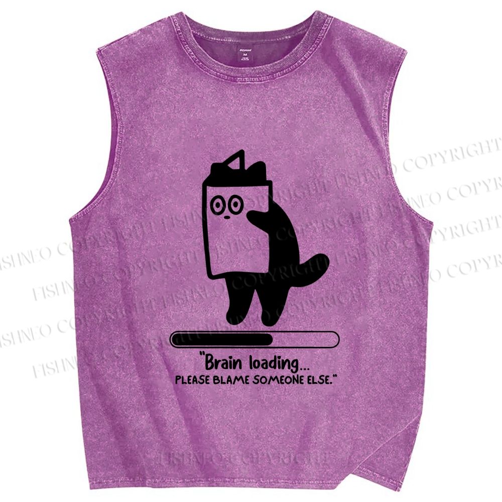 Unisex Brain Loading Printed Washed Tank Top