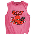 Octopus Coffee Pure Cotton Wash-Dyed Sleeveless Tank Top