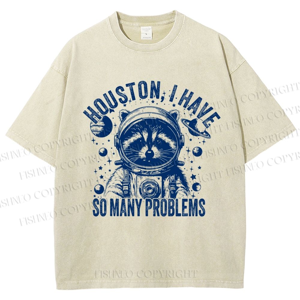 Unisex Houston I Have Problems Printed Washed Tee