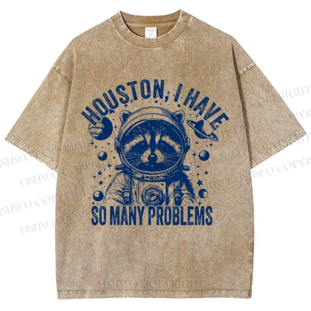 Unisex Houston I Have Problems Printed Washed Tee