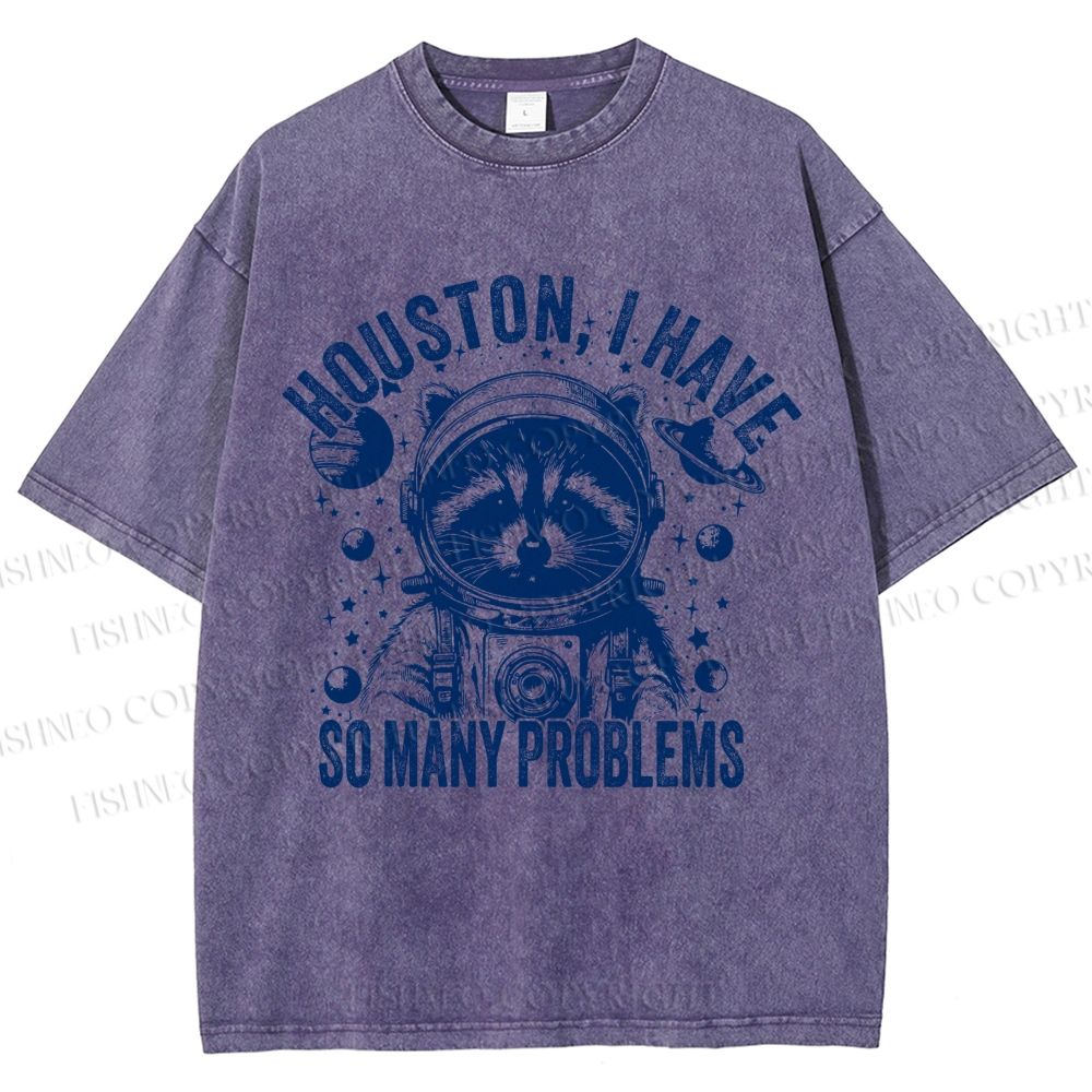 Unisex Houston I Have Problems Printed Washed Tee