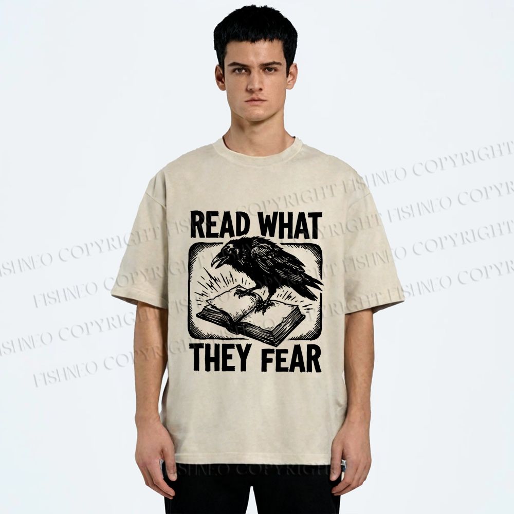 Unisex Read What They Fear Printed Washed Tee