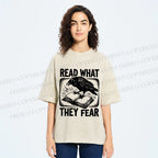 Unisex Read What They Fear Printed Washed Tee
