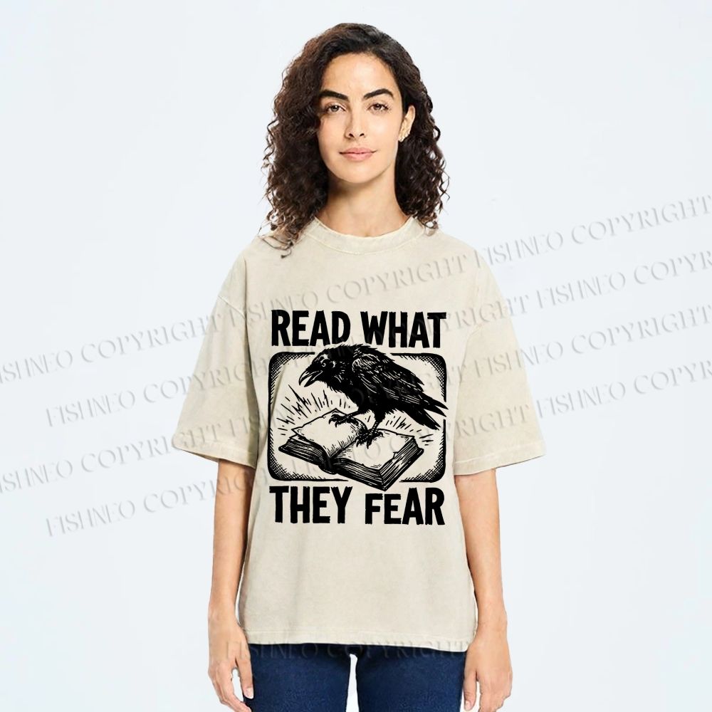Unisex Read What They Fear Printed Washed Tee