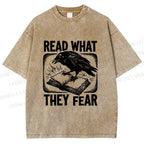 Unisex Read What They Fear Printed Washed Tee