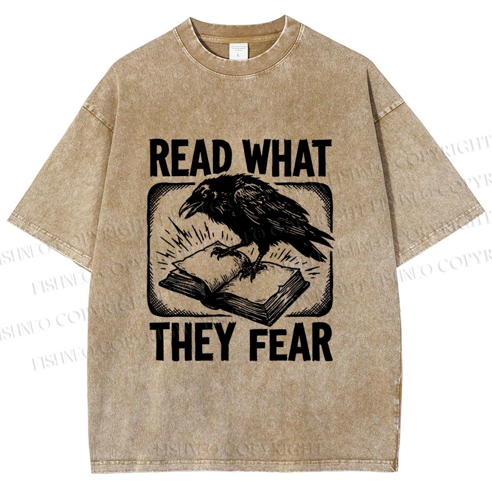 Unisex Read What They Fear Printed Washed Tee