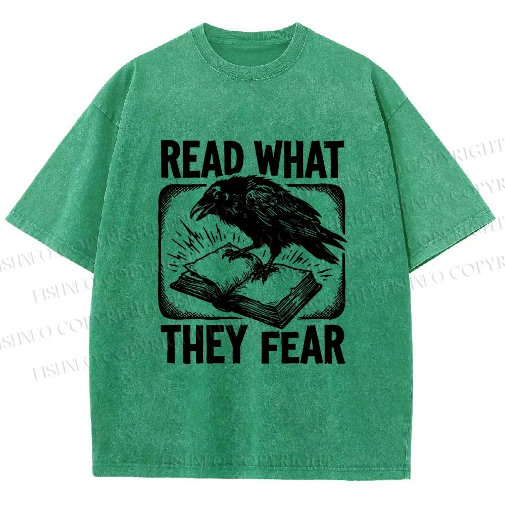 Unisex Read What They Fear Printed Washed Tee