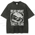 Unisex Read What They Fear Printed Washed Tee