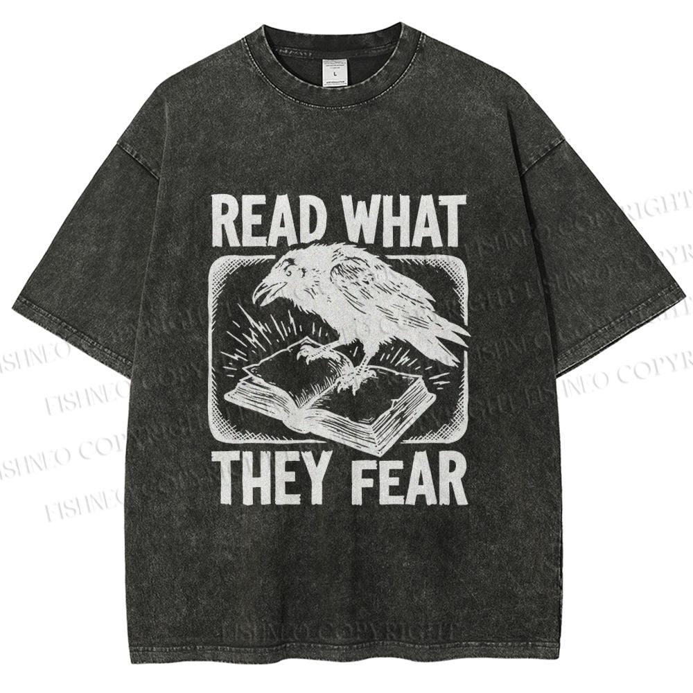 Unisex Read What They Fear Printed Washed Tee