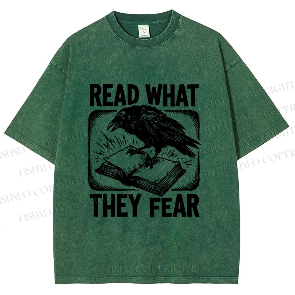 Unisex Read What They Fear Printed Washed Tee