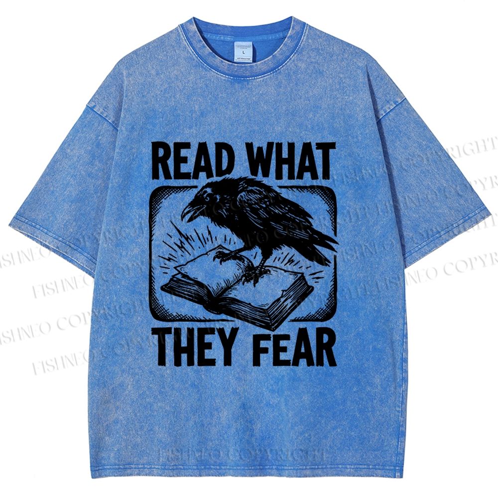 Unisex Read What They Fear Printed Washed Tee