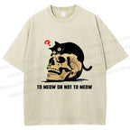 Unisex To Meow Or Not To Meow Printed Washed Tee