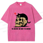 Unisex To Meow Or Not To Meow Printed Washed Tee