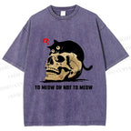 Unisex To Meow Or Not To Meow Printed Washed Tee