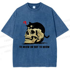 Unisex To Meow Or Not To Meow Printed Washed Tee