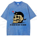 Unisex To Meow Or Not To Meow Printed Washed Tee