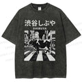 Unisex Shibuya Cow Printed Washed Tee