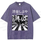 Unisex Shibuya Cow Printed Washed Tee