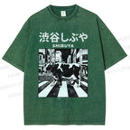 Unisex Shibuya Cow Printed Washed Tee