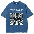 Unisex Shibuya Cow Printed Washed Tee