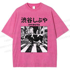 Unisex Shibuya Cow Printed Washed Tee
