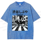 Unisex Shibuya Cow Printed Washed Tee