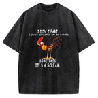 Unisex Funny Rooster Fart Meme Printed Washed Tee
