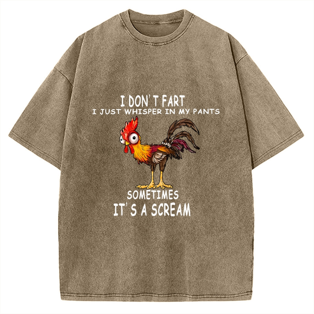 Unisex Funny Rooster Fart Meme Printed Washed Tee