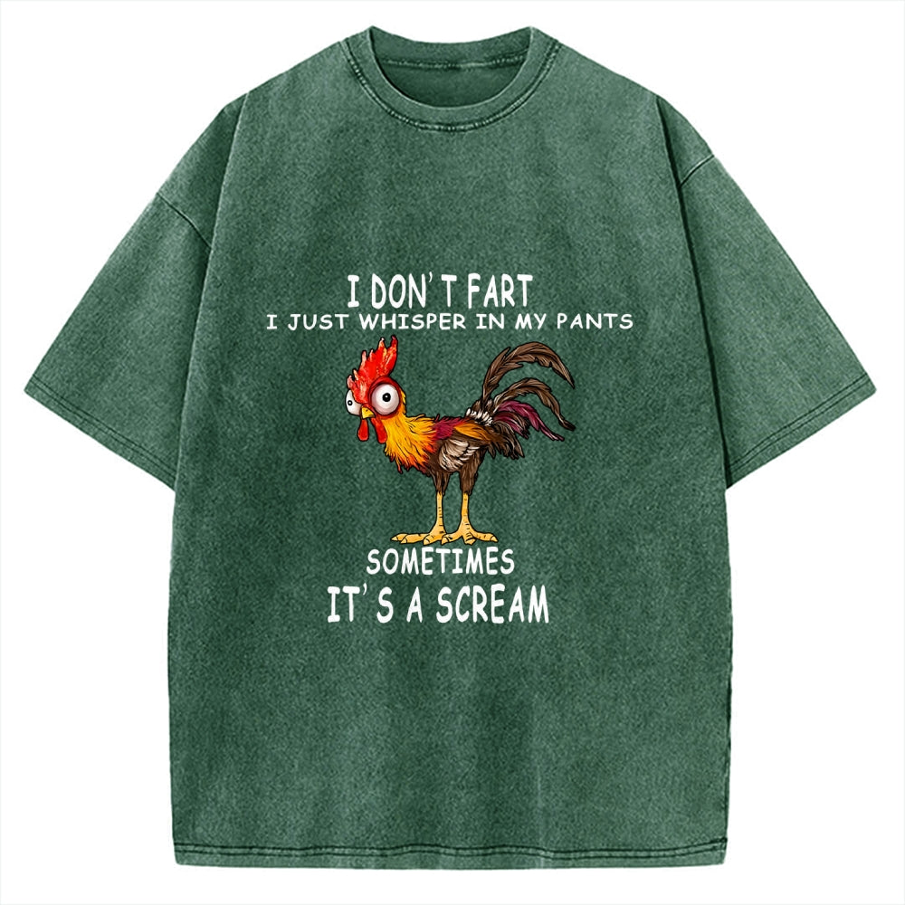 Unisex Funny Rooster Fart Meme Printed Washed Tee