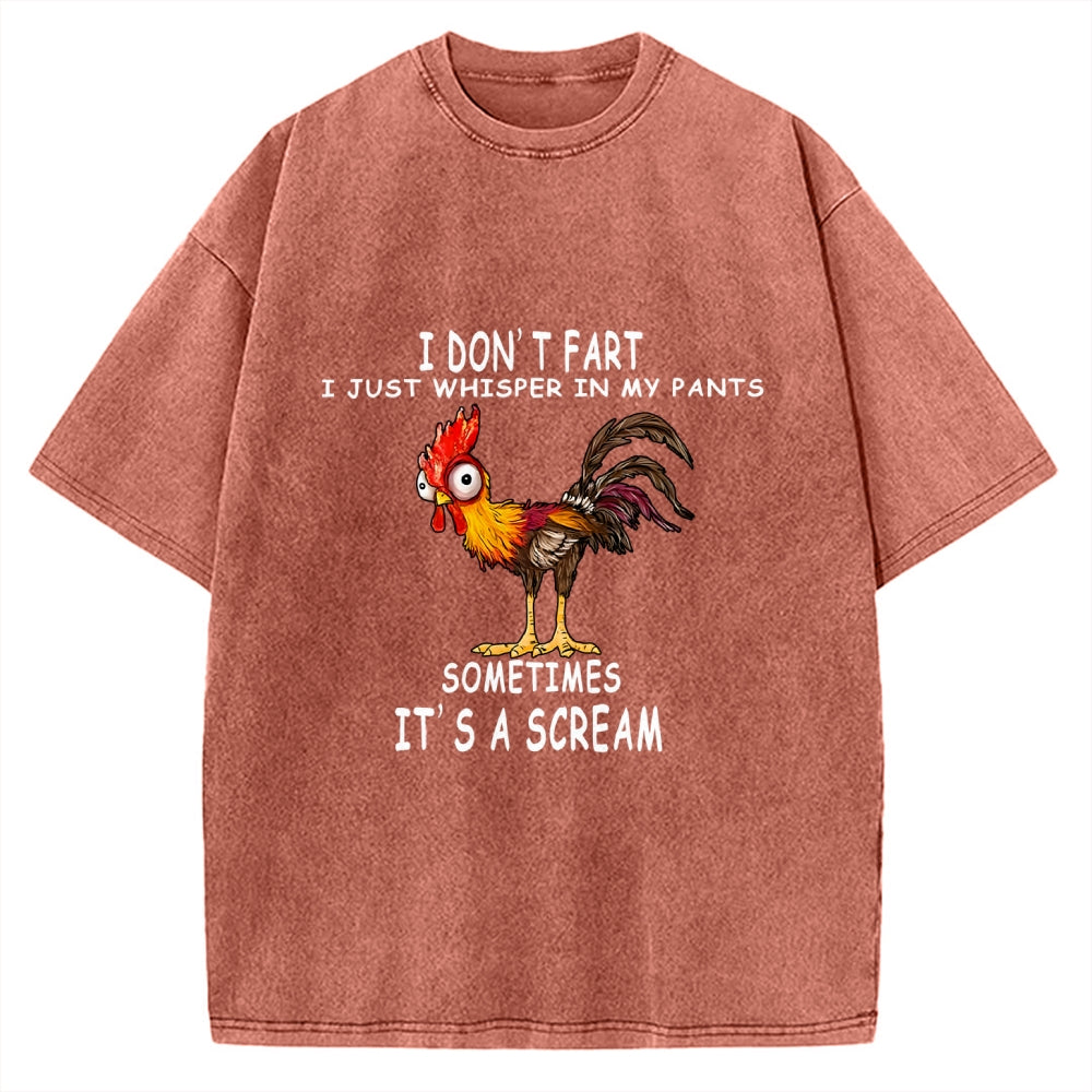 Unisex Funny Rooster Fart Meme Printed Washed Tee