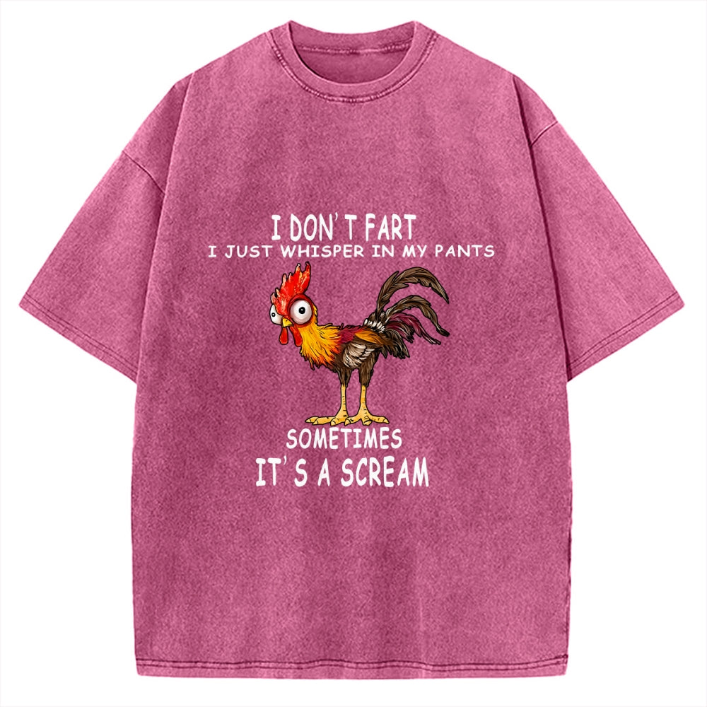 Unisex Funny Rooster Fart Meme Printed Washed Tee