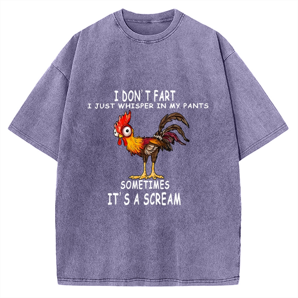Unisex Funny Rooster Fart Meme Printed Washed Tee