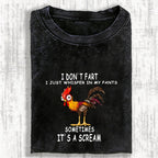 Unisex Funny Rooster Fart Meme Printed Washed Tee