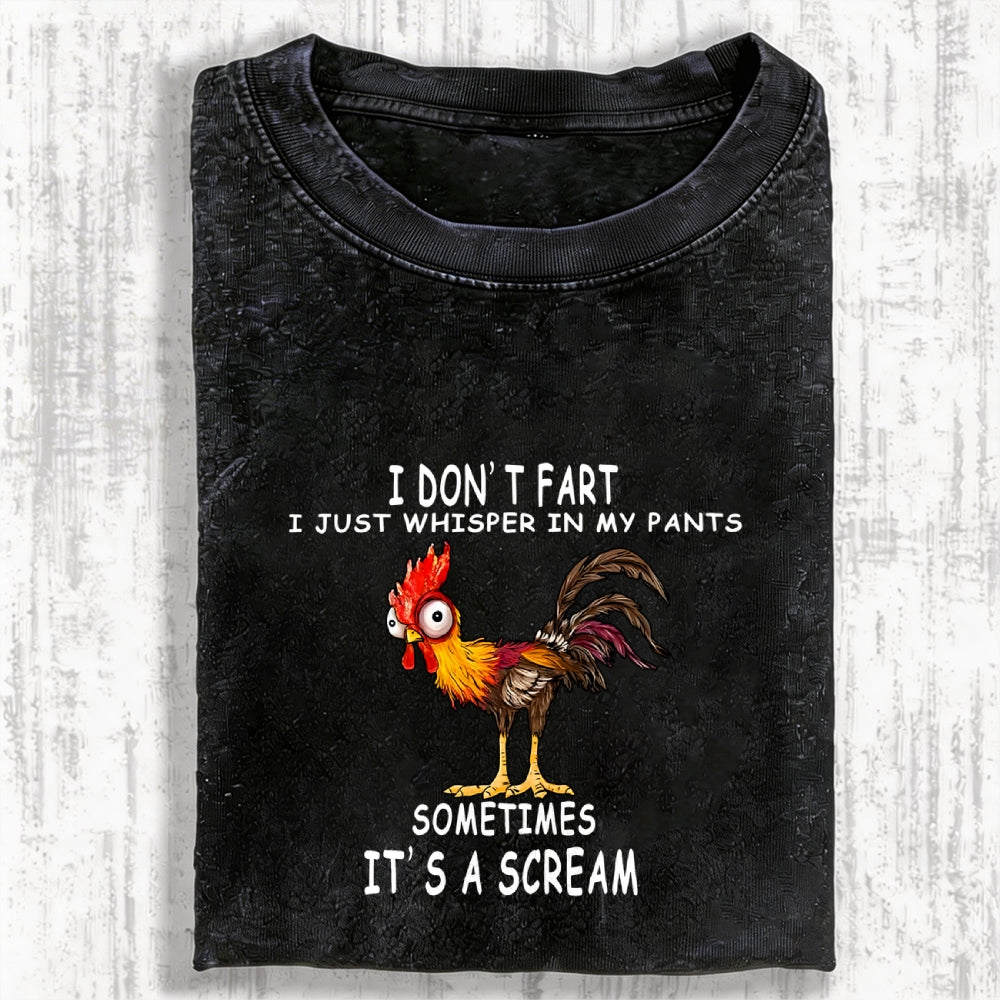 Unisex Funny Rooster Fart Meme Printed Washed Tee
