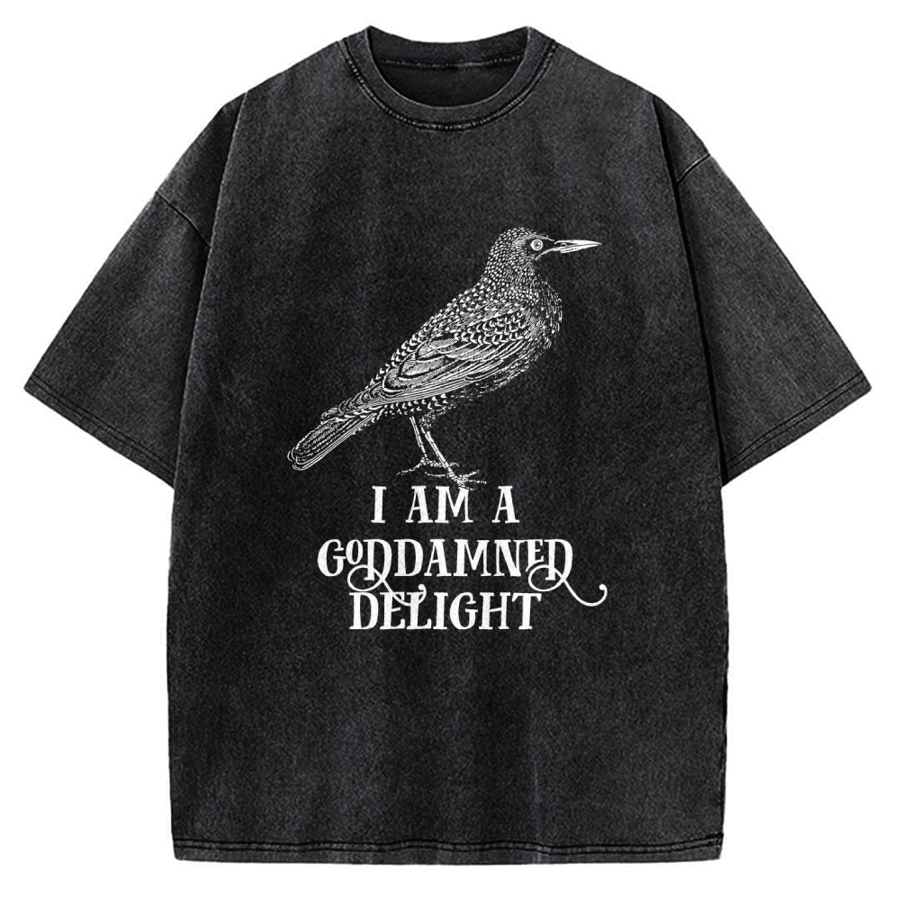 Unisex I Am A Goddamned Delight Printed Washed Tee