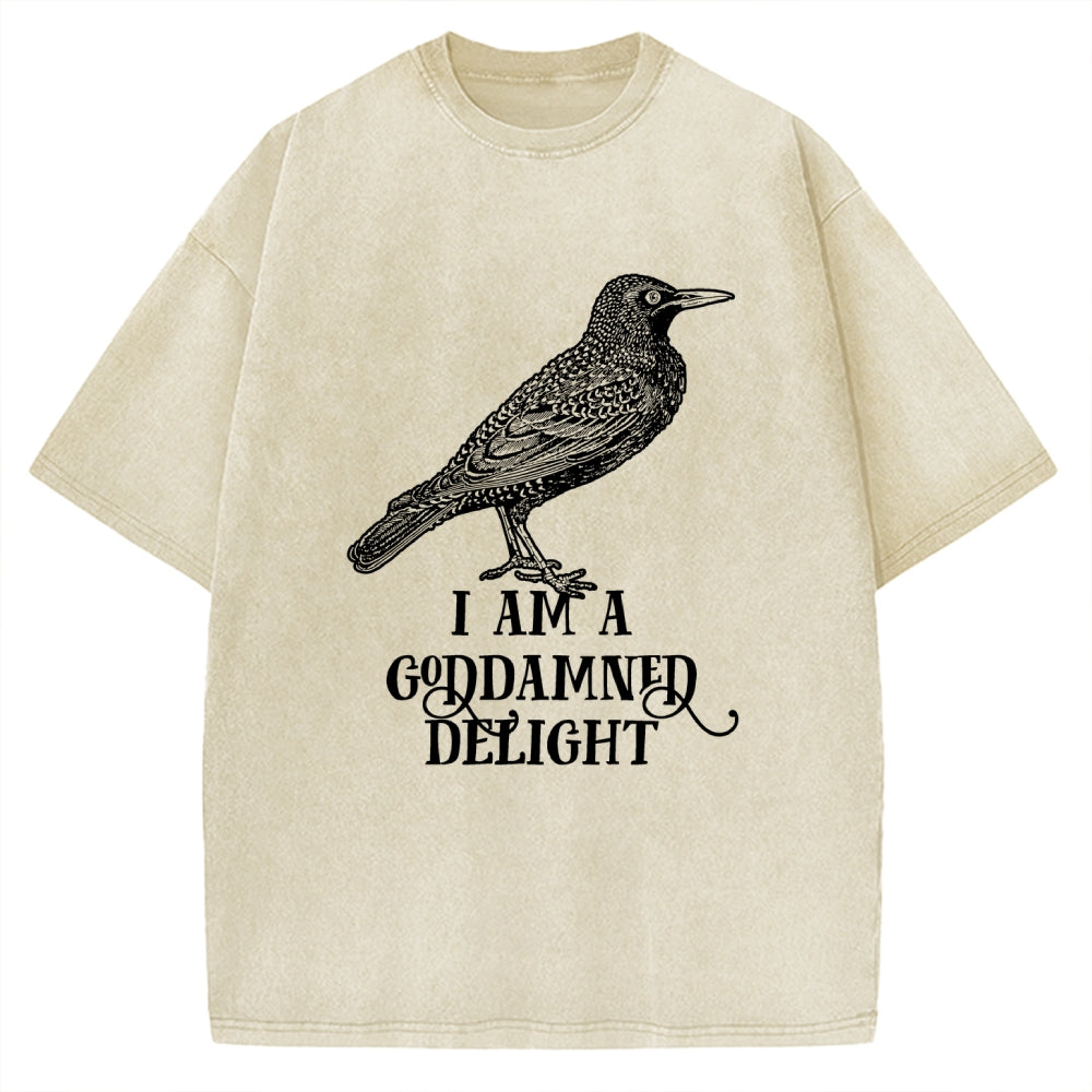Unisex I Am A Goddamned Delight Printed Washed Tee