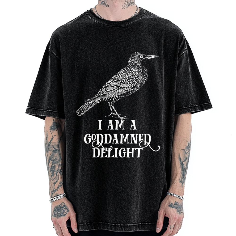 Unisex I Am A Goddamned Delight Printed Washed Tee