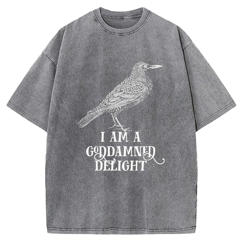 Unisex I Am A Goddamned Delight Printed Washed Tee